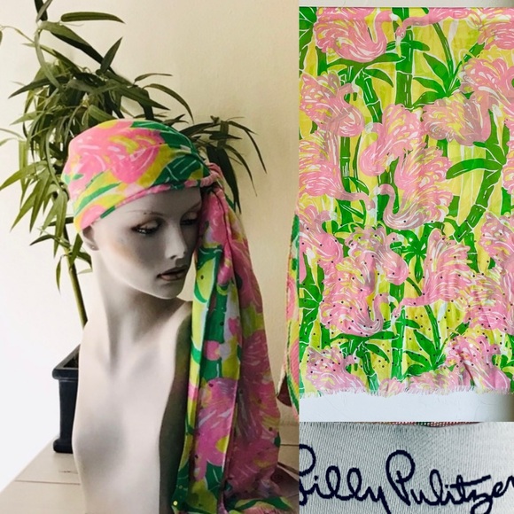 NWT LILLY PULITZER 20th Anniversary Target Collection Sequin FLAMINGO SCARF O/S - Picture 3 of 13